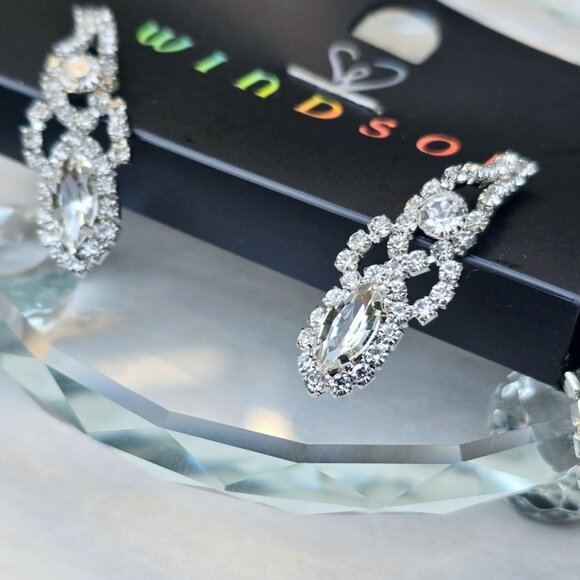 Windsor ✦ Silver Rhinestone Necklace & Earring Set ✦ Formal Occasion Jewelry NWT - Picture 3 of 10
